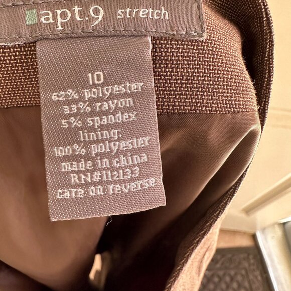 Apt 9 Stretch Women's No Band Zip Up Skirt Size 10  Brown - Picture 7 of 7